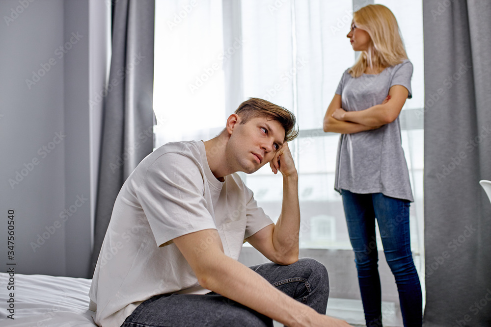 Obraz premium offended married couple arguing, scream at each other, they feel unhappy themselves. people, family, relationships, love, crisic concept