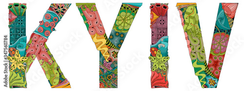 Kyiv city is the capital of Ukraine. Vector decorative zentangle object for decoration