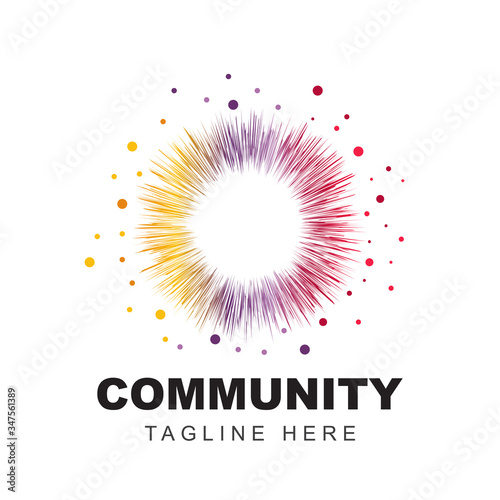 Community logo icon design with colorful people shapes. Symbol of teamwork, together, and group human concept vector illustration can use for company branding, discussion forum, social network, team
