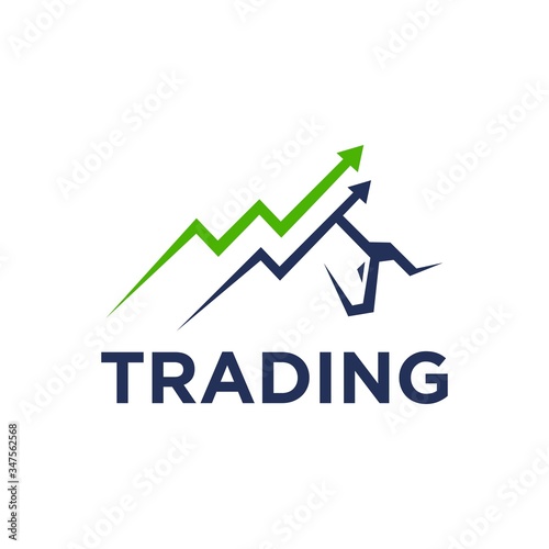 Logo candlestick trading chart analyzing in forex, Trade Bull Chart, finance logo. modern eye catching logo. Economy finance chart bar business productivity logo icon. Business analytics. 