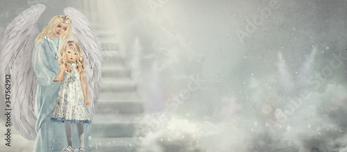 Tableau sur toile Guardian angel, christian banner, CG
