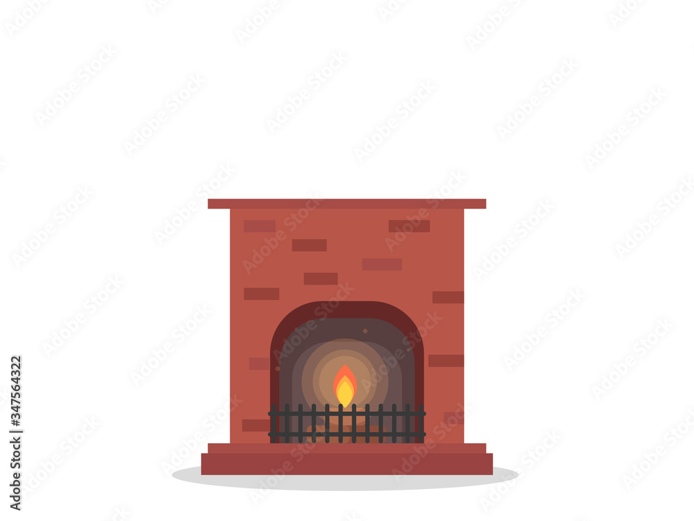 Fototapeta premium red fireplace with fire
