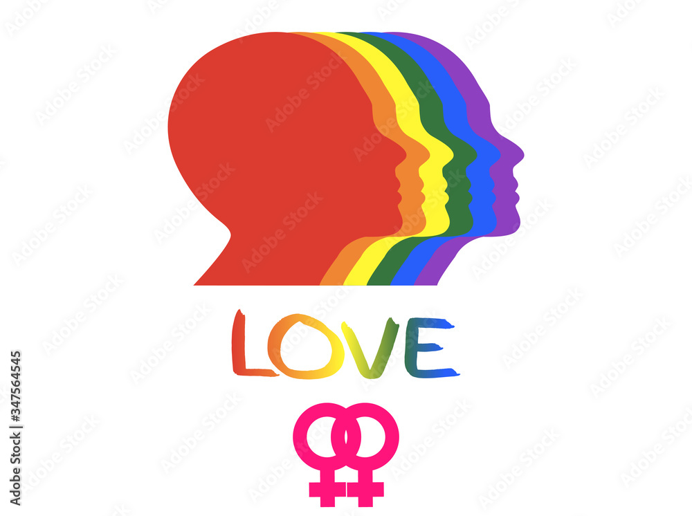 illustration of women faces in profile, LGBT community