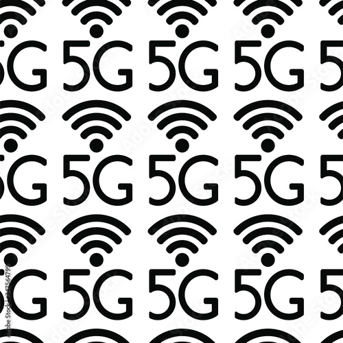 5g. Seamless vector pattern. Five generation of internet symbol. 5g technology icon. High speed internet connection.
