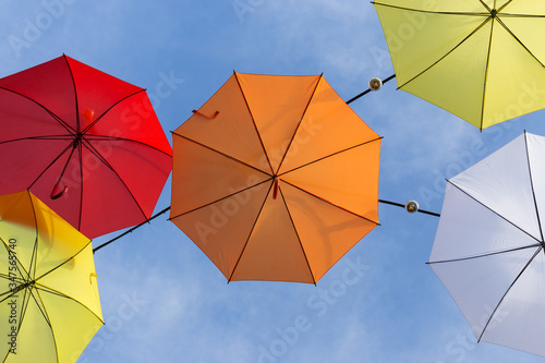 Colorful umbrellas  with sky background