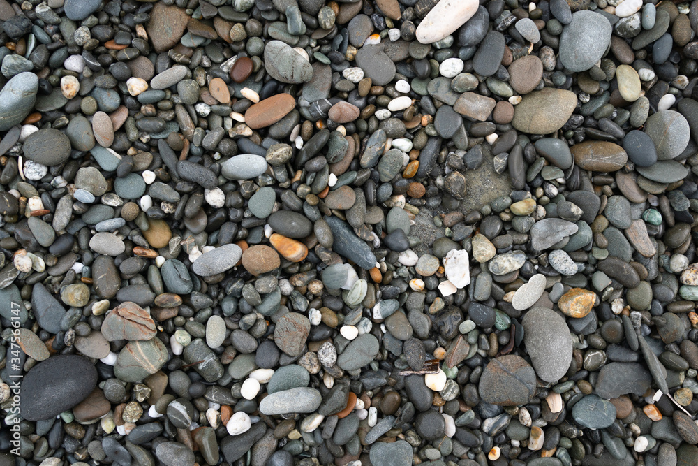 Close-up Overhead View of Random Wet Beach Pebbles Close-up Overhead View of Random Wet Beach Pebbles