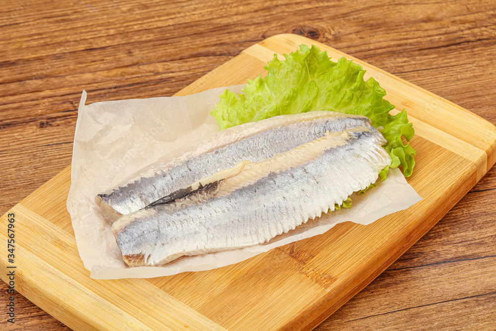 Herring fillet with salad leaves Herring fillet with salad leaves