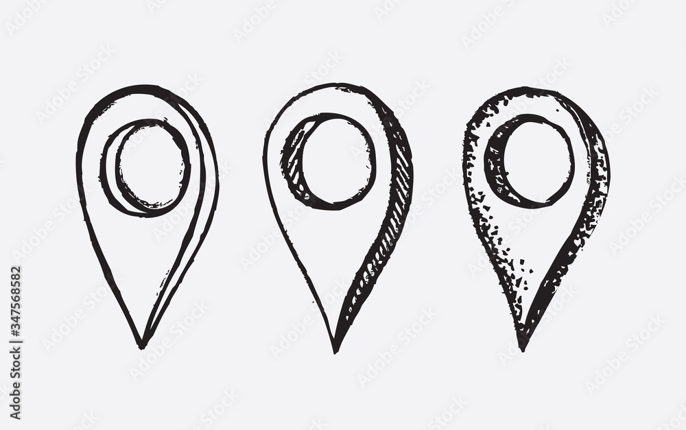 Map pointer vector hand drawn illustration Map pointer vector hand drawn illustration