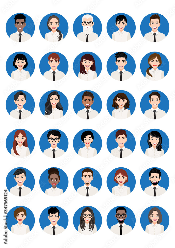 Big bundle of different people avatars. Set of male and female portraits. Men and women avatar characters. User pic, face icons for representing person in a video game, Internet forum, account. Vector Big bundle of different people avatars. Set of male and female portraits. Men and women avatar characters. User pic, face icons for representing person in a video game, Internet forum, account. Vector
