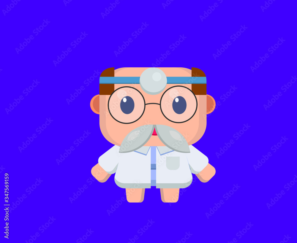 flat design little character vector,
old doctor