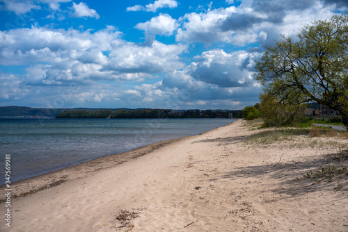 Lake Vattern Sandy Beach in Jonkoping Smaland  Sweden. 