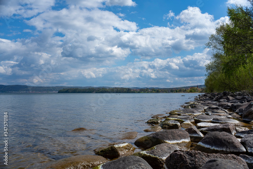 Lake Vattern Sandy Beach in Jonkoping Smaland  Sweden. 