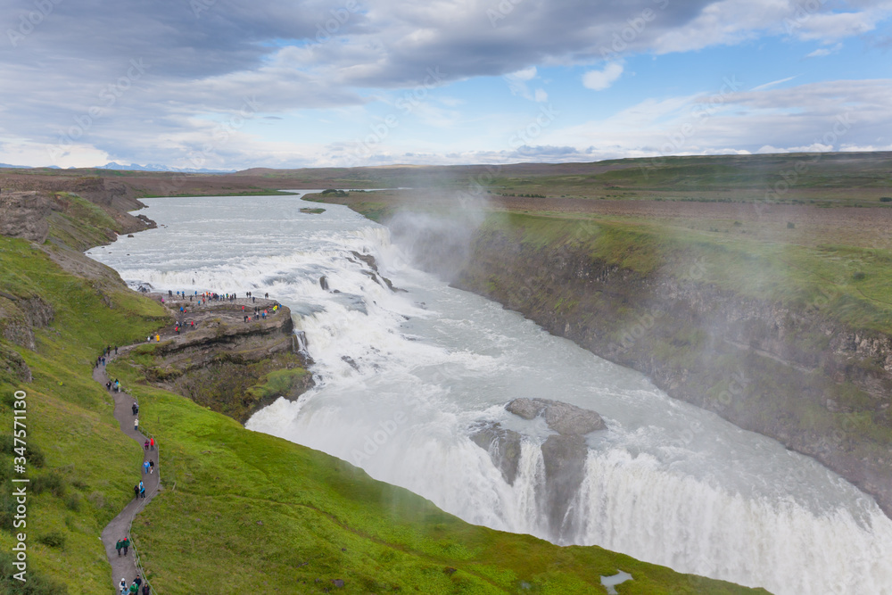 Gullfoss falls in summer season view, Iceland Gullfoss falls in summer season view, Iceland
