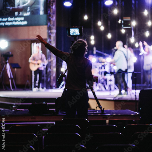 young man worshipping
