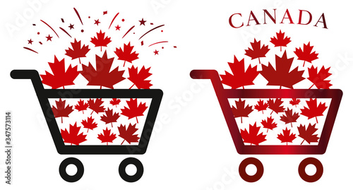 shiny red and black canada country purchase concept