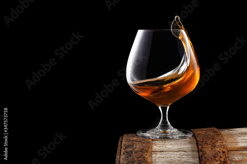 brandy or cognac in glass