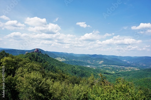 Medieval Trifels castle with beautiful landscape in Palatinate Forest