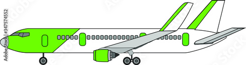 Modern jet passenger plane. Vector isolated on a white background.