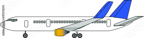 Modern jet passenger plane. Vector isolated on a white background.