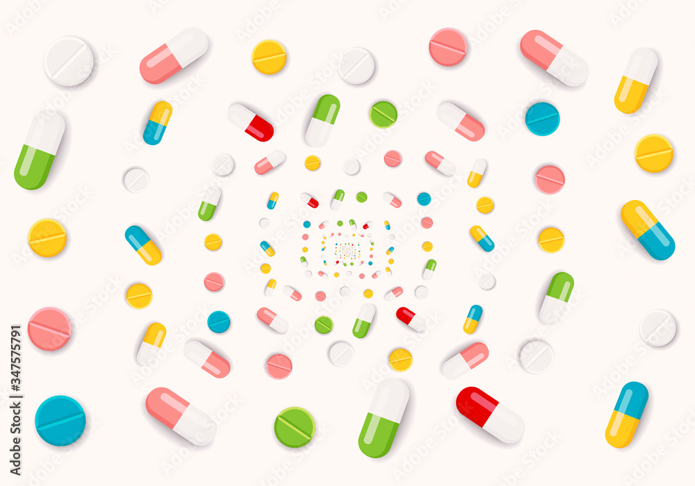 Abstract 3d rendering illustration of a set of pills. Abstract 3d rendering illustration of a set of pills.