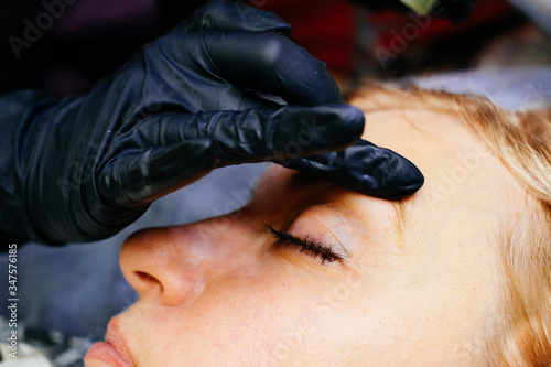 beauty portrait close-up with focus on the eyebrows