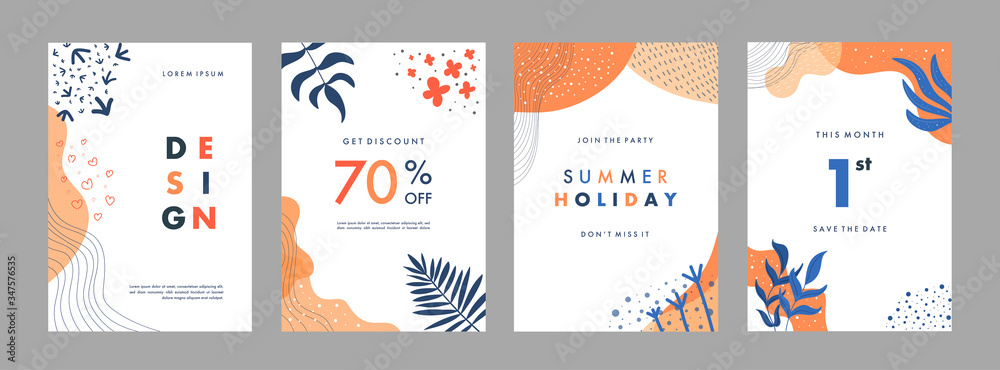 Naklejka premium Set of abstract creative artistic templates. Universal cover Designs for Annual Report, Brochures, Flyers, Presentations, Leaflet, Magazine.