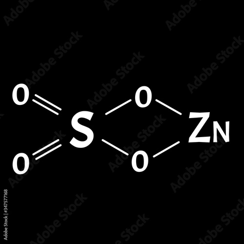 Zinc sulfate is a molecular chemical formula. Zinc infographics. Vector illustration on isolated background.