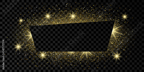 Golden trapezium frame with glitter