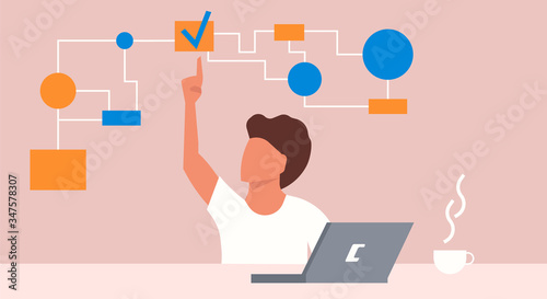 Illustration multitasking busy work business people. Office cartoon concept character job multi stress working. Employee workaholic entrepreneur career tasking. Professional time skill housework