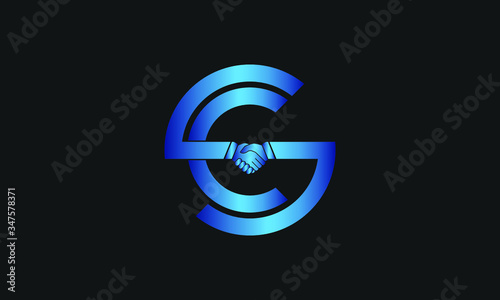 Creative S C letter logo incorporating Hand Shake Silhouette. Cooperation, Support, Mutual Benefit and Partnership Abstract Vector Sign, Symbol or Logo Template.
