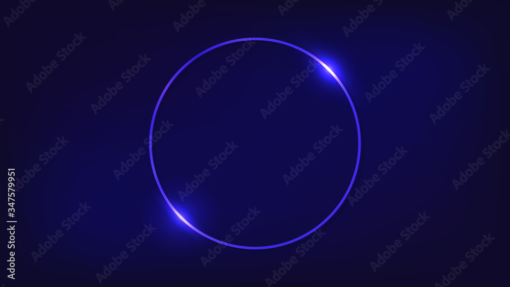Neon round frame with shining effects Neon round frame with shining effects