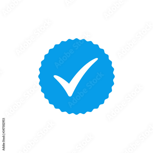 Blue check mark icon vector design, profile verified badge