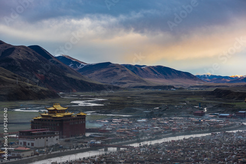 The morning times in yarchen gar in Tibet region  photo