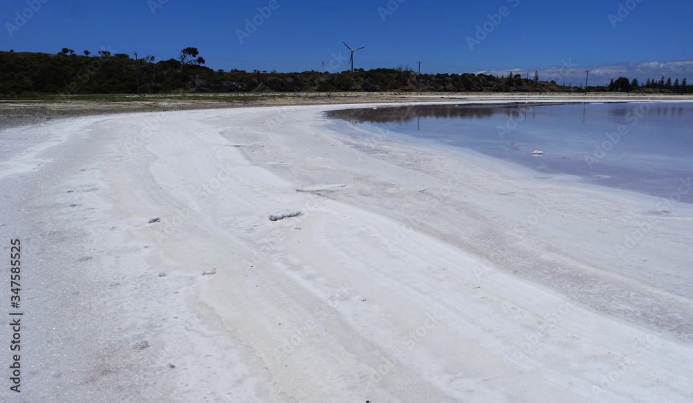 Salt covered shore