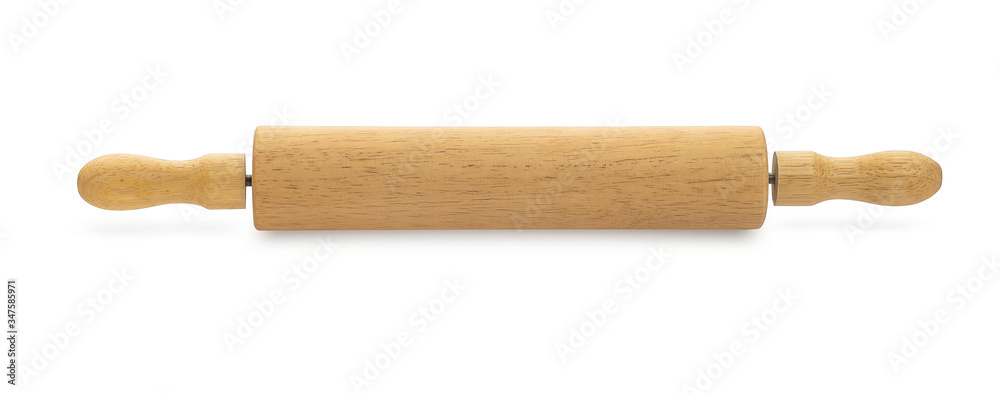 Short wooden rolling pin isolated on white background Short wooden rolling pin isolated on white background