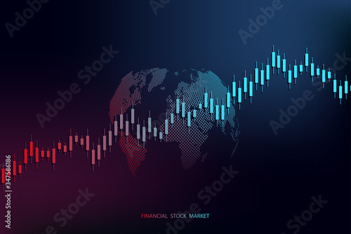 Stock market graph or forex trading chart for business and financial concepts, reports and investment on dark background . Vector illustration
