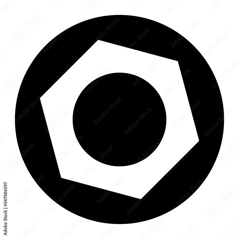 Nut icon vector on black circle. White background Nut icon vector on black circle. White background