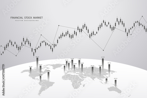 Stock market graph or forex trading chart for business and financial concepts, reports and investment on grey background . Vector illustration