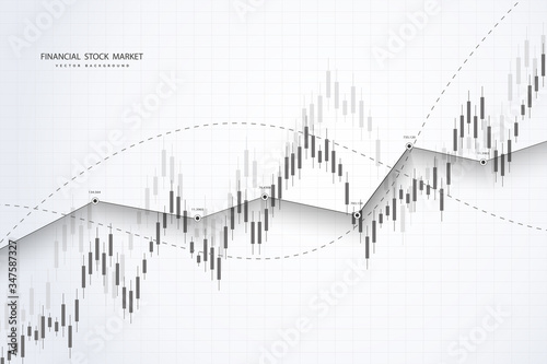 Stock market graph or forex trading chart for business and financial concepts, reports and investment on grey background . Vector illustration