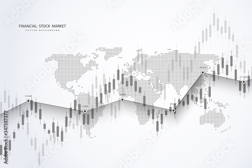 Stock market graph or forex trading chart for business and financial concepts, reports and investment on grey background . Vector illustration