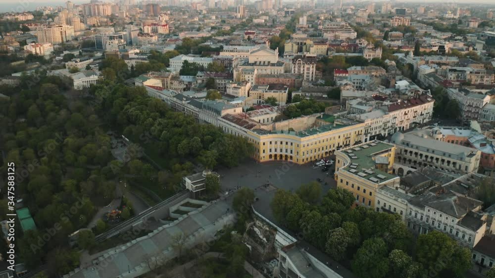 Aerial drone view of historical center of Odessa, Ukraine at sunset Aerial drone view of historical center of Odessa, Ukraine at sunset