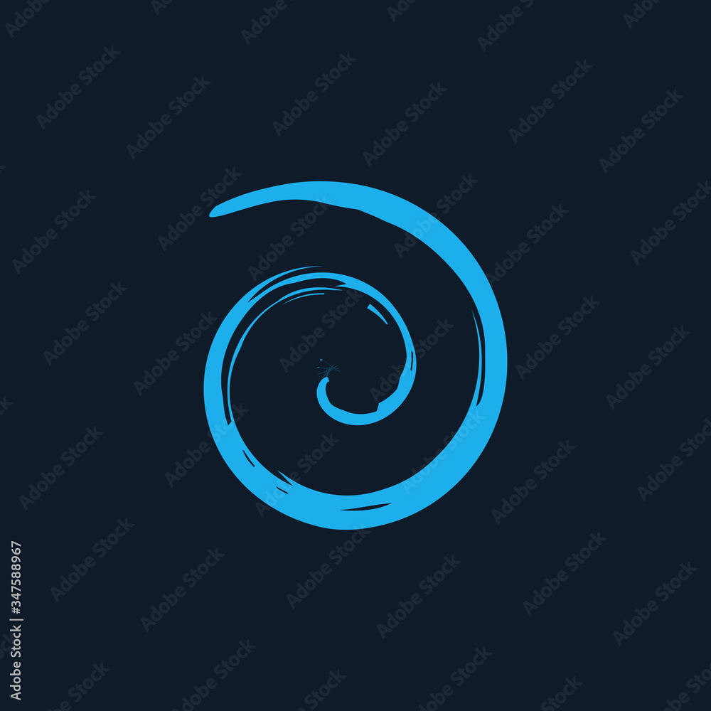 Blue Spiral twirl Shape Cycle Creative Symbol. Wave Icon. Spiral Brush Stroke Element. Round Shape. Stock Vector illustration isolated on blue background. Blue Spiral twirl Shape Cycle Creative Symbol. Wave Icon. Spiral Brush Stroke Element. Round Shape. Stock Vector illustration isolated on blue background.