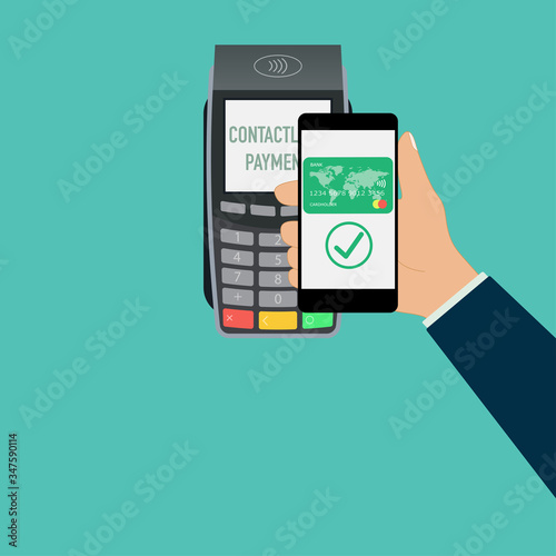 nfc tap card payment contactless terminal vector illustration