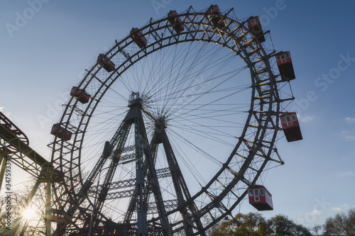Historic Vienna Ferris Wheel in prater park, Vienna, Austria