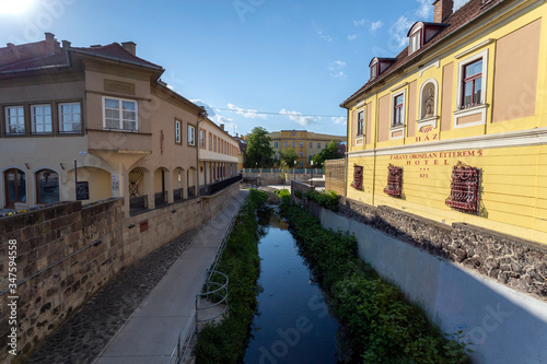 Eger creek in Eger, Hungary on a sunny spring afternoon.