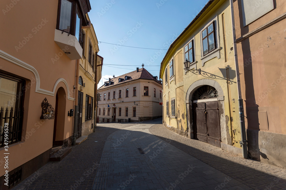 Empty street in Eger, Hungary