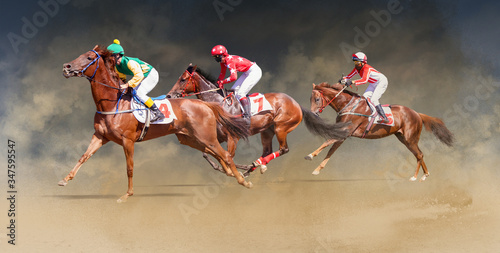 jockey horse racing isolated on dust background Fototapet