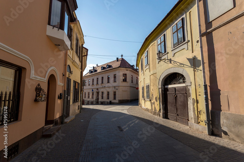 Empty street in Eger  Hungary