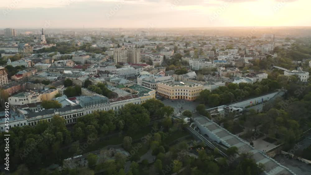 Aerial drone view of historical center of Odessa, Ukraine at sunset Aerial drone view of historical center of Odessa, Ukraine at sunset