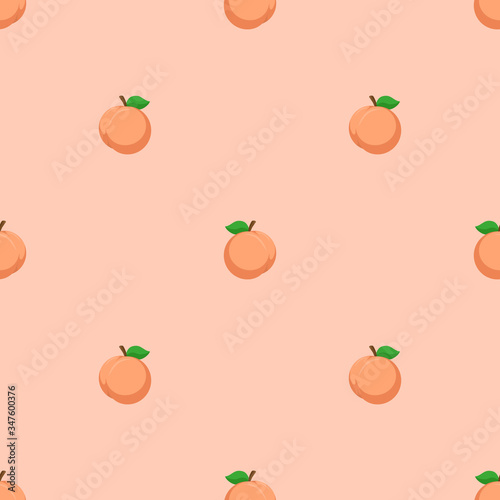 Peaches fruits seamless pattern background.